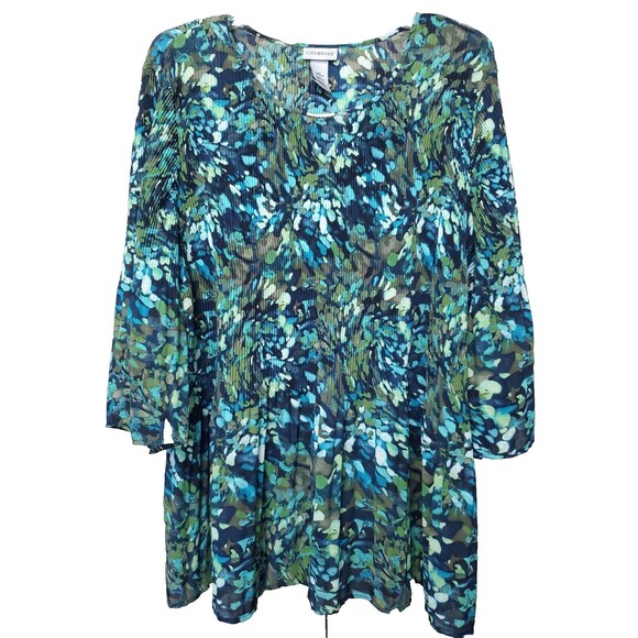 Catherines Micro-Pleated Flared Sleeve Keyhole Neck Tunic Size 4X (30/32W) - Picture 1 of 6